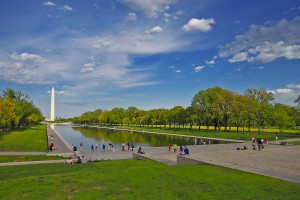 Reflecting Pool and Washington Monument in Washington DC 